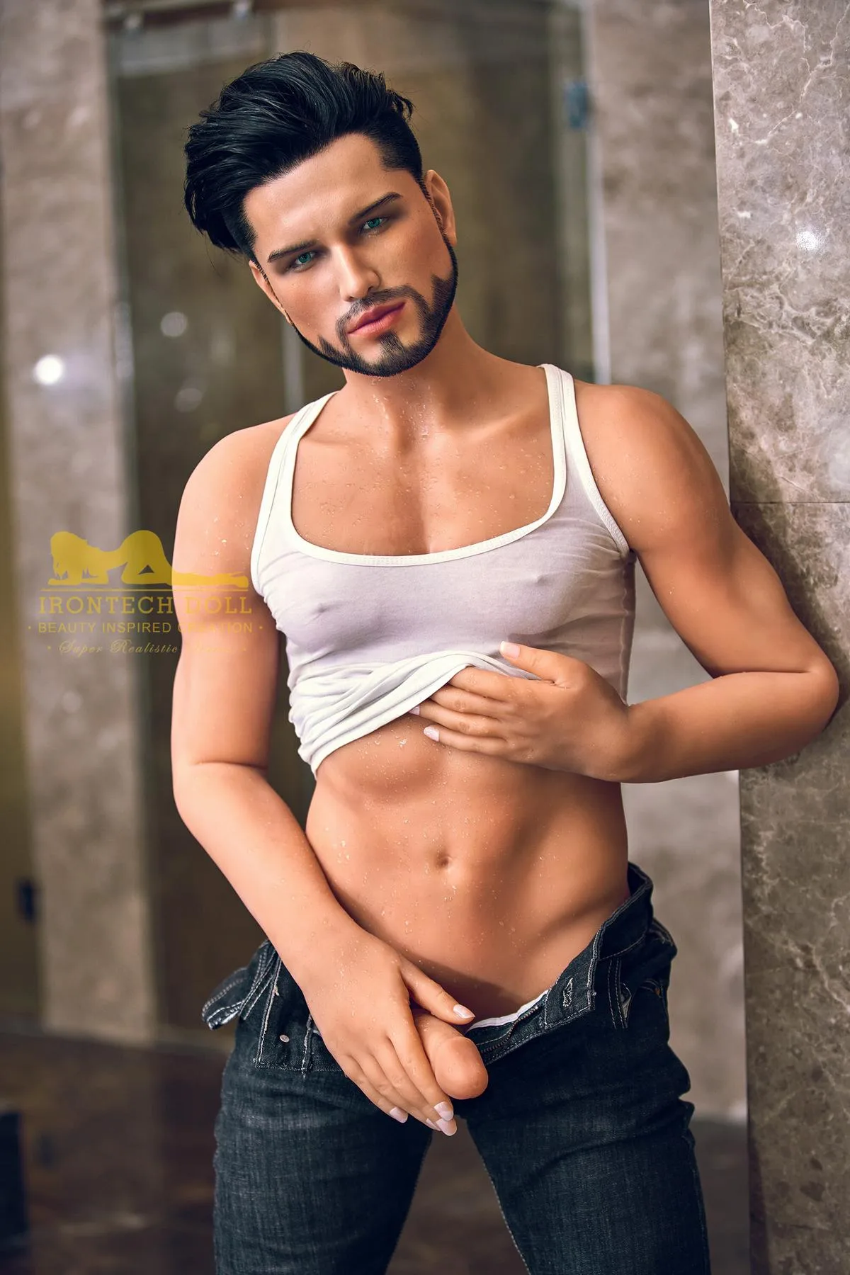 Steve TPE male sex doll silicone head view 8