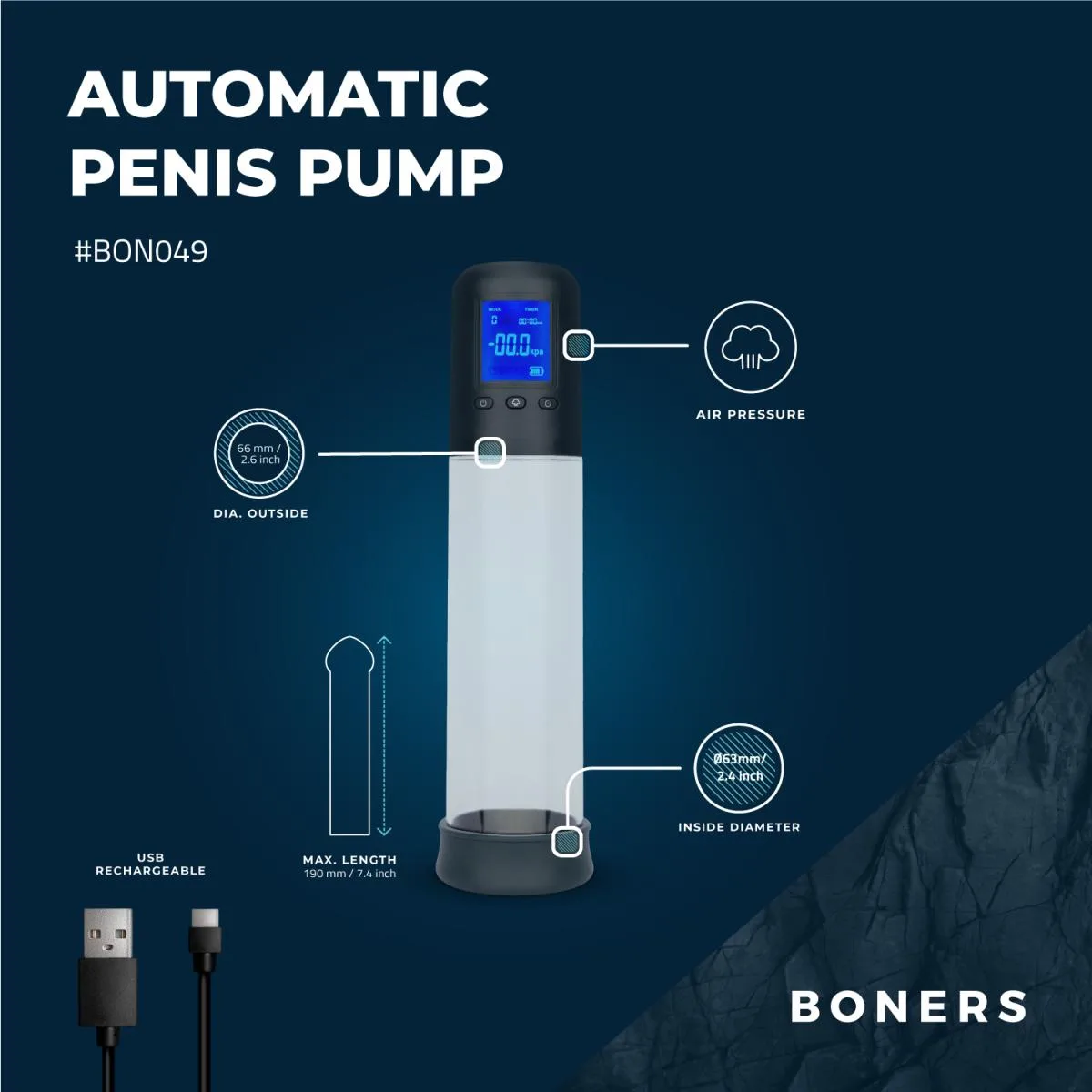 Penis pump with LCD screen view 4