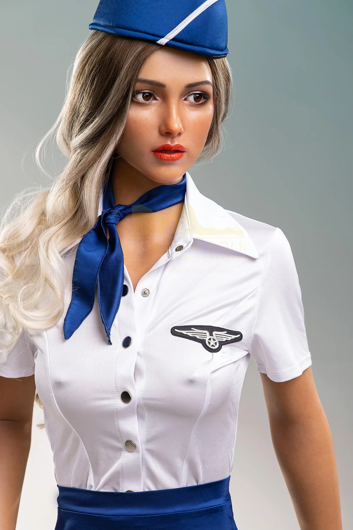 Silicone sex doll Chlo\u00e9 | Sexy blonde stewardess sex doll view 8